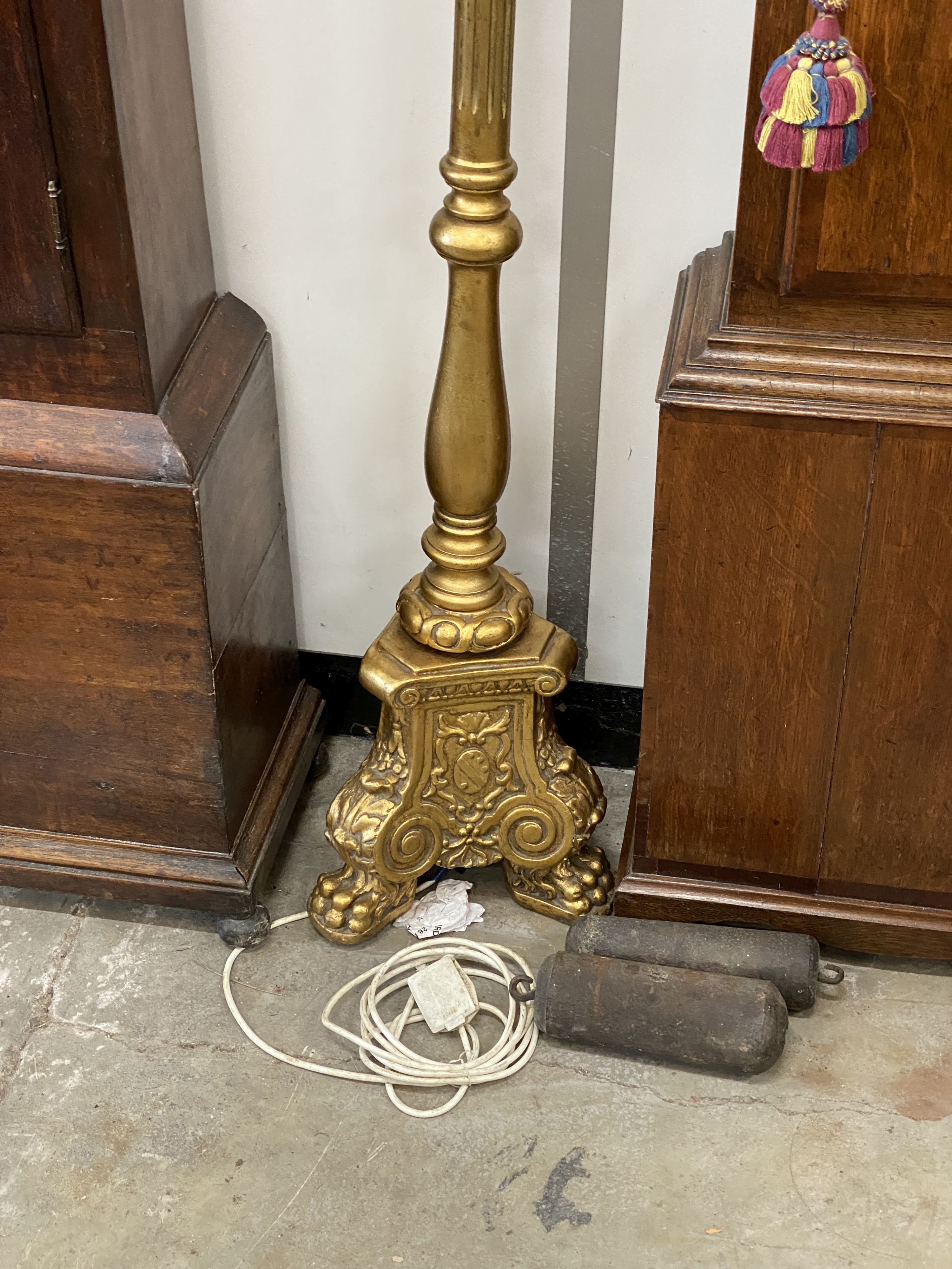 A gilt lamp standard, height 150cm